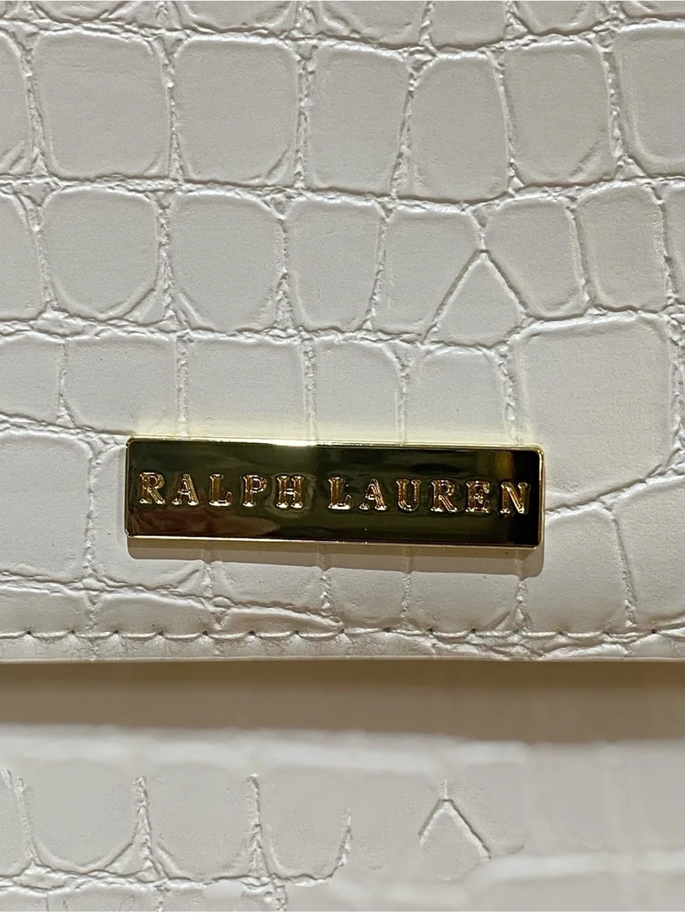 Ralph Lauren White Envelope Clutch Crocodile Faux Leather Purse Bag - Picture 3 of 5